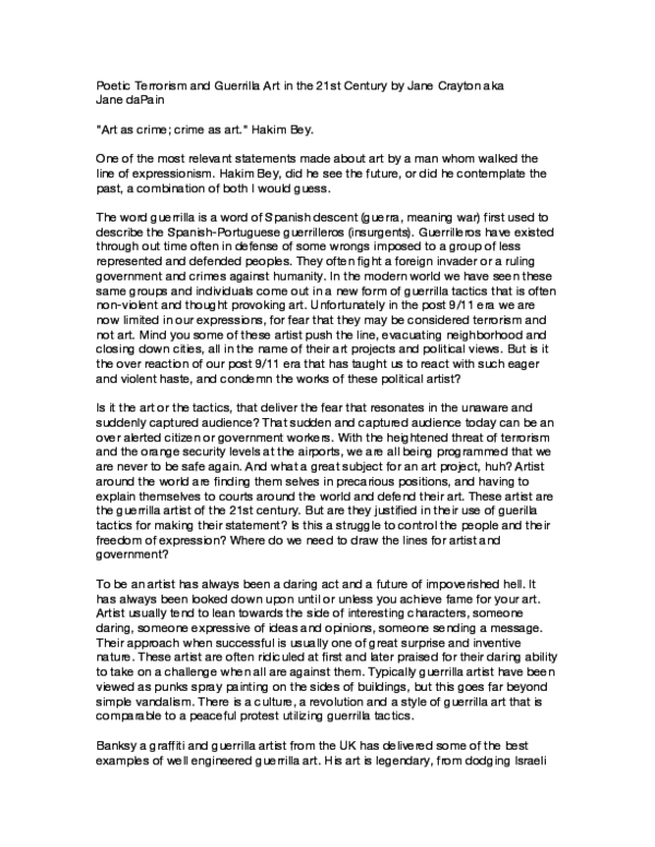 (PDF) Poetic Terrorism and Guerrilla Art in the 21st Century - 2007