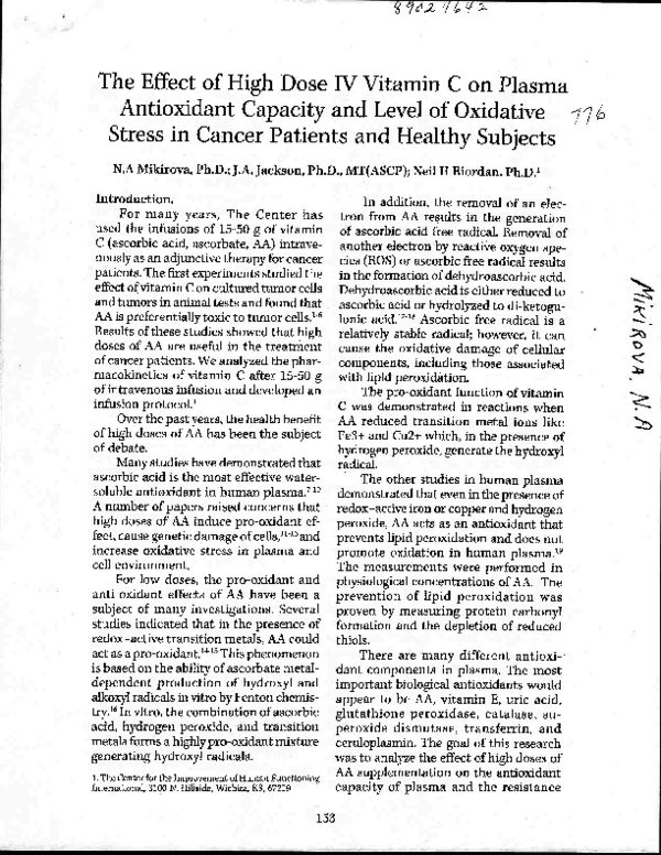 (PDF) The Effect of High Dose IV Vitamin C on Plasma Antioxidant ...