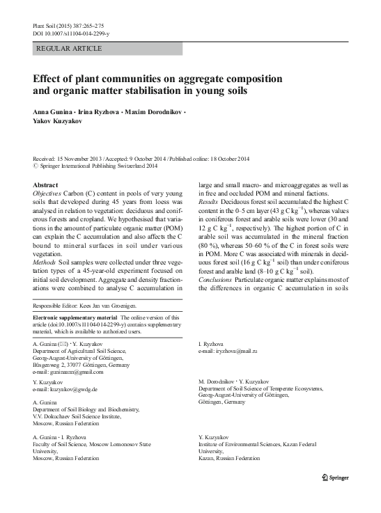 (PDF) Effect of plant communities on aggregate composition and organic ...