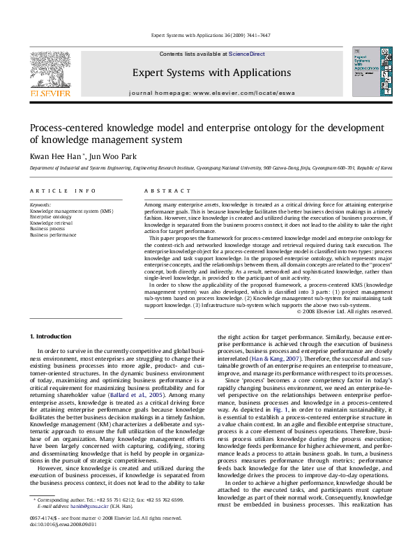 (PDF) Process-centered knowledge model and enterprise ontology for the ...