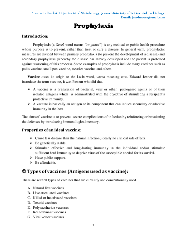 (PDF) Prophylaxis: a new approach