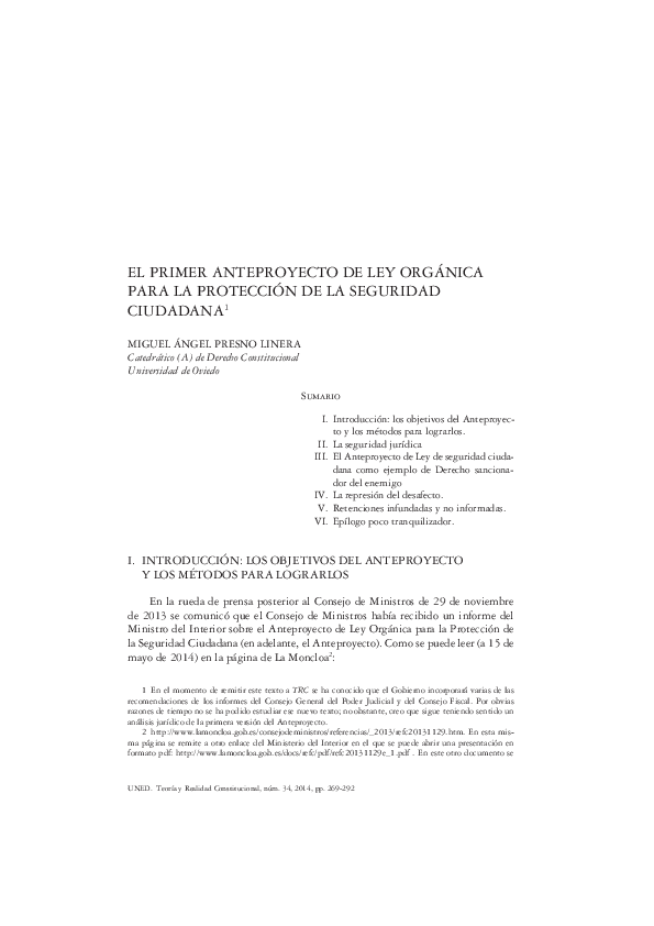 (PDF) El primer Anteproyecto de Ley Orgánica para la protección de la ...