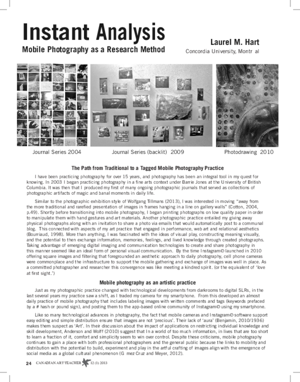 (PDF) Instant analysis: Mobile photography as a research method