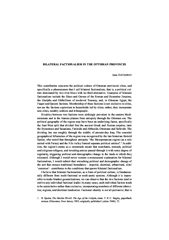 (PDF) Bilateral Factionalism in the Ottoman Provinces