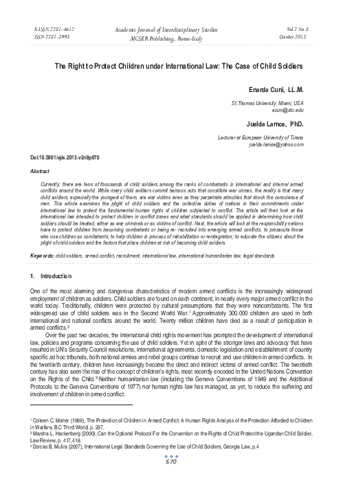 (PDF) The Right to Protect Children under International Law:The Case of ...
