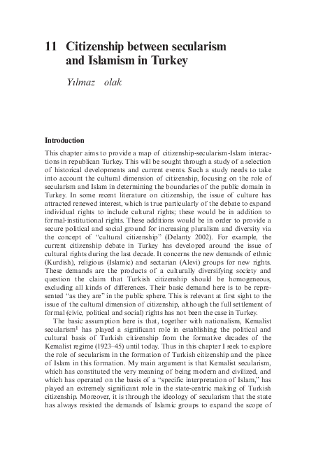 (PDF) Citizenship between Secularism and Islamism in Turkey