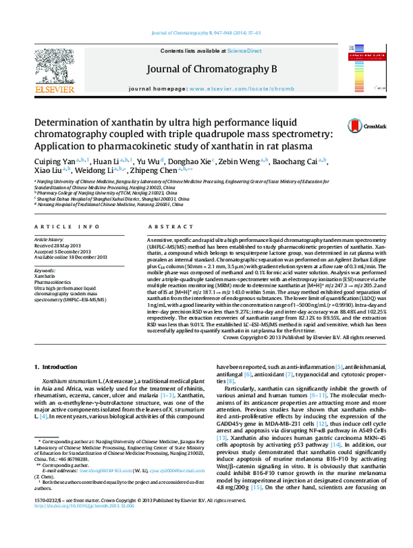 (PDF) Determination of xanthatin by ultra high performance liquid