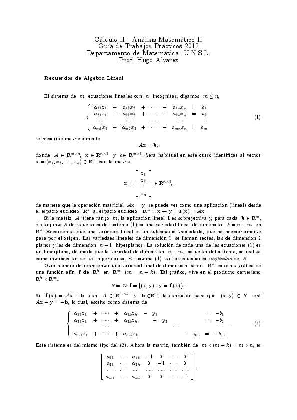 Cálculo II - Análisis Matemático II