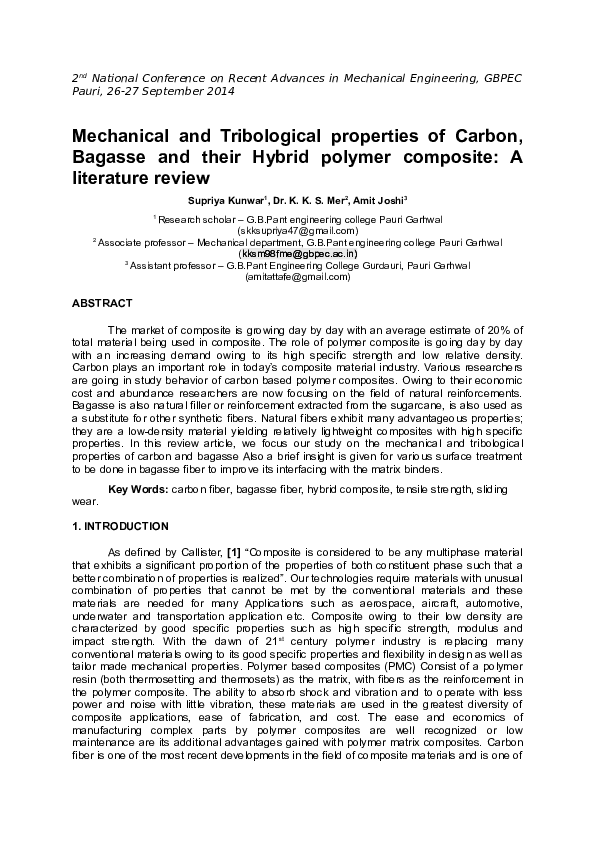 (DOC) mechanical and tribological of carbon fiber based hybrid composite