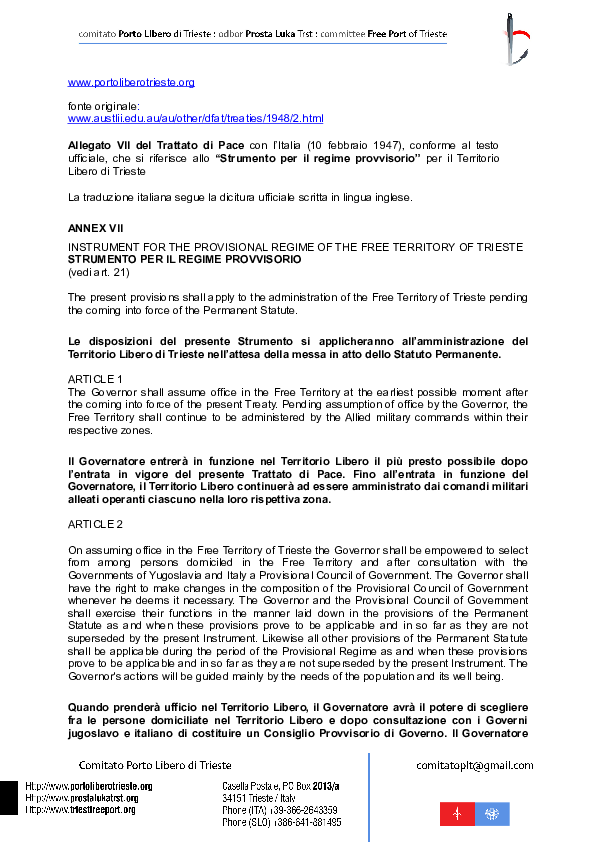 (PDF) Allegato VII Trattato di Pace 1947