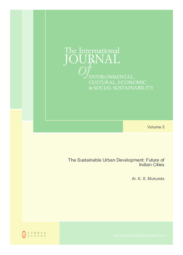 (PDF) Sustainable Urban Development; Future of Indian Cities