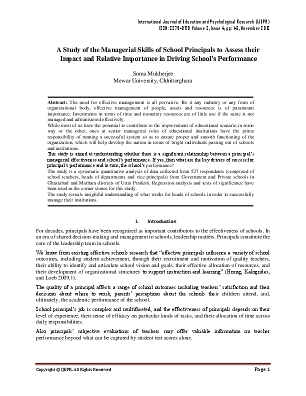 (PDF) A Study of the Managerial Skills of School Principals to Assess ...