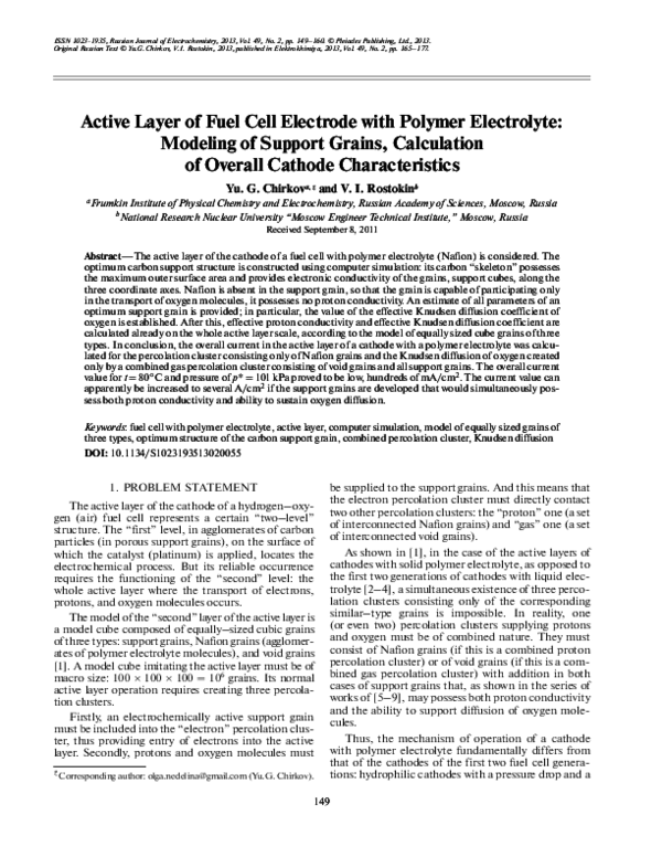 (PDF) Active Layer of Fuel Cell Electrode with Polymer Electrolyte ...