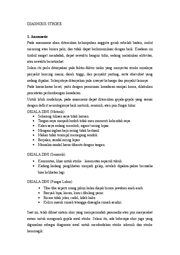 Doc Diagnosis Stroke Indira Dharmasamitha Academia Edu