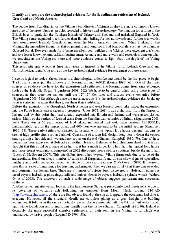 A comparison of archaeological evidence for the Scandinavian settlement of Greenland, Iceland and North America 