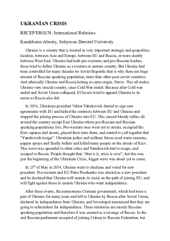 (DOC) Ukrainian Crisis Recep Ergün Academia.edu