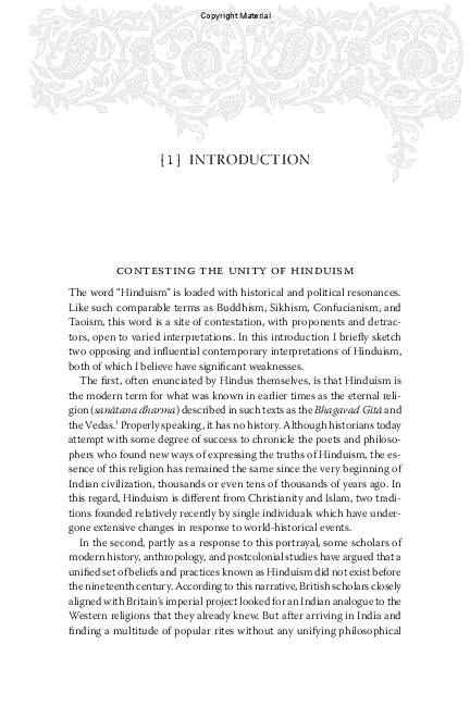 First page of “Unifying Hinduism: Philosophy and Identity in Indian Intellectual History”