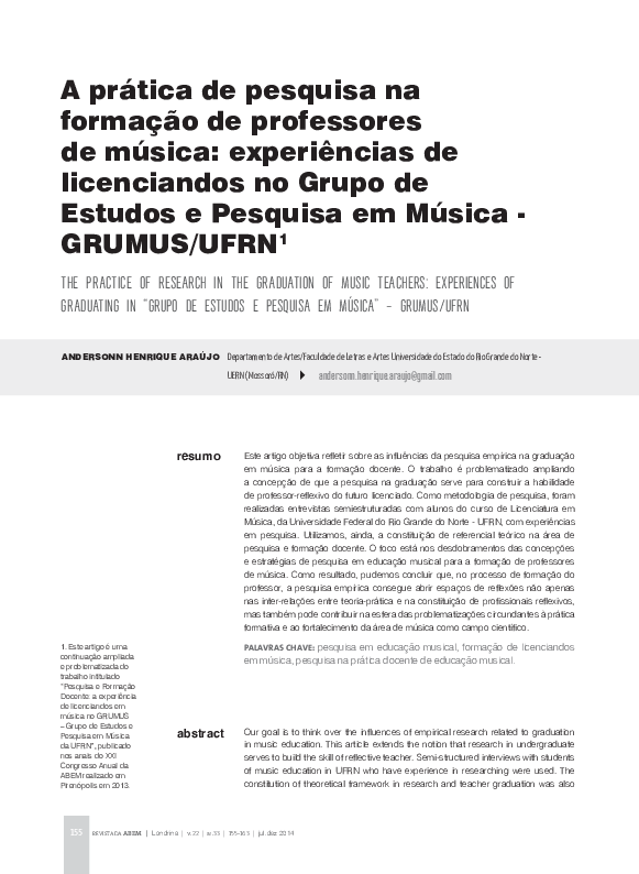 (PDF) A prática de pesquisa na formação de professores de música ...