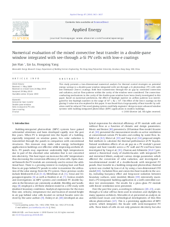 (PDF) Numerical evaluation of the mixed convective heat transfer in a ...