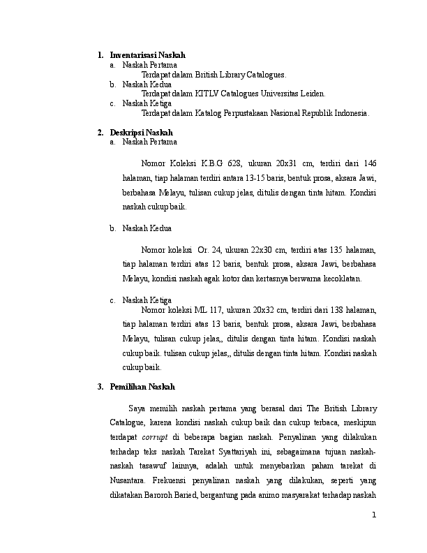 Doc Tarekat Syattariyah Berdasarkan Naskah Ilham Edlian Academia Edu