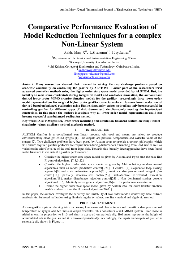 (PDF) Comparative Performance Evaluation of Model Reduction Techniques ...