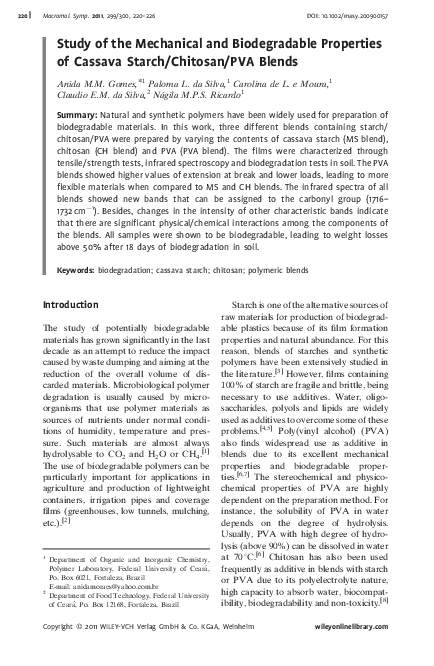 (PDF) Study of the Mechanical and Biodegradable Properties of Cassava ...