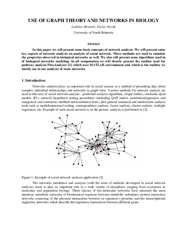 (PDF) USE OF GRAPH THEORY AND NETWORKS IN BIOLOGY
