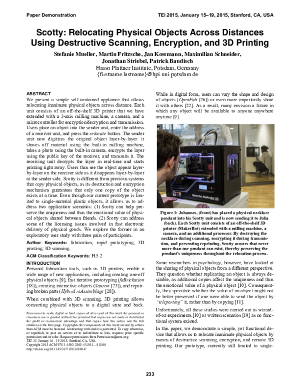 (PDF) Scotty: Relocating Physical Objects Across Distances Using ...
