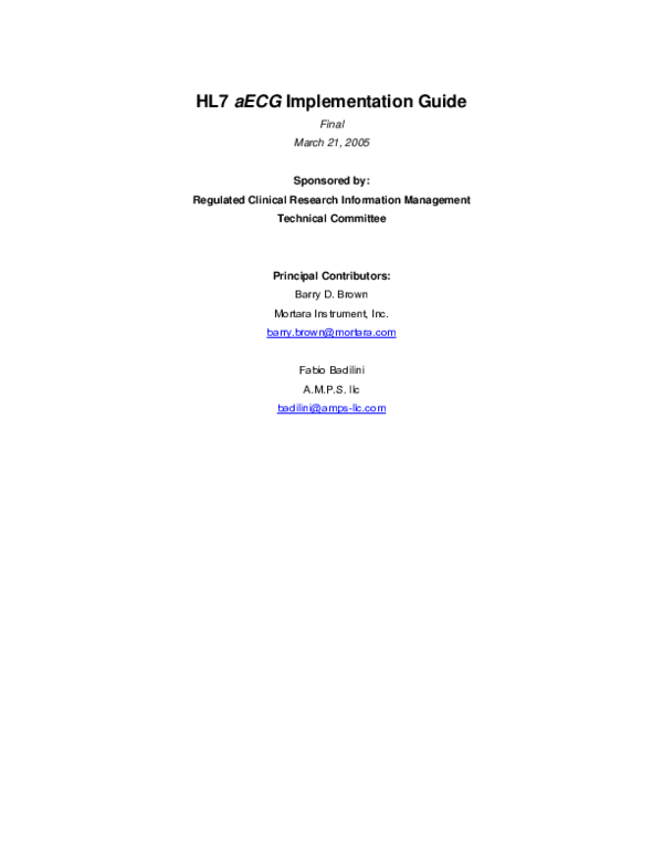 (PDF) HL7 aECG Implementation Guide