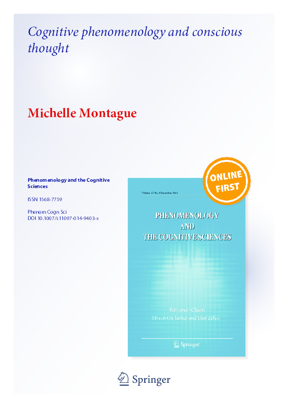 (PDF) Cognitive phenomenology and conscious thought