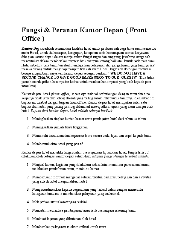 Doc Front Office Ridha Andani Academia Edu