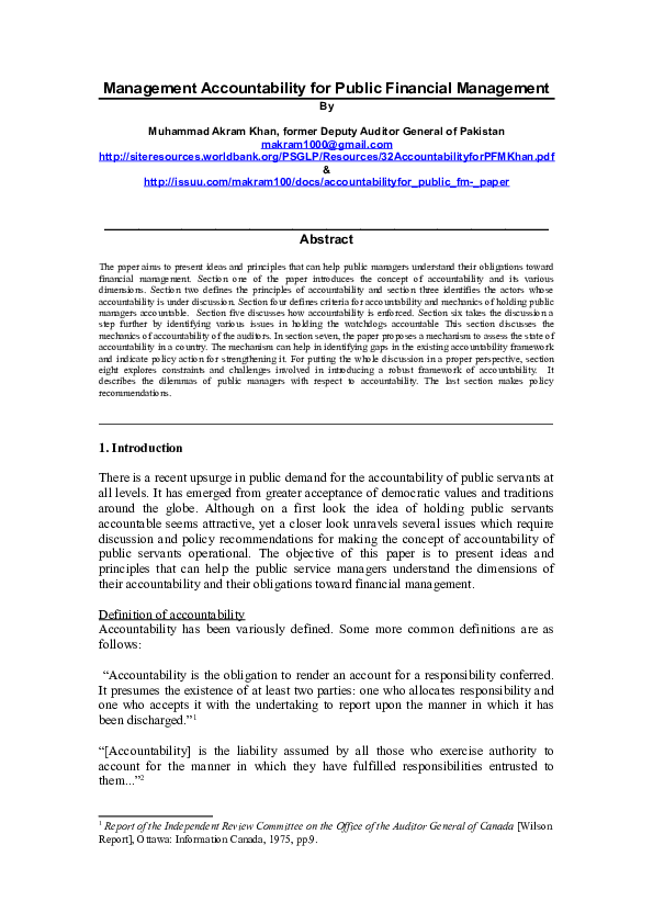(DOC) Management Accountability for Public Financial Management