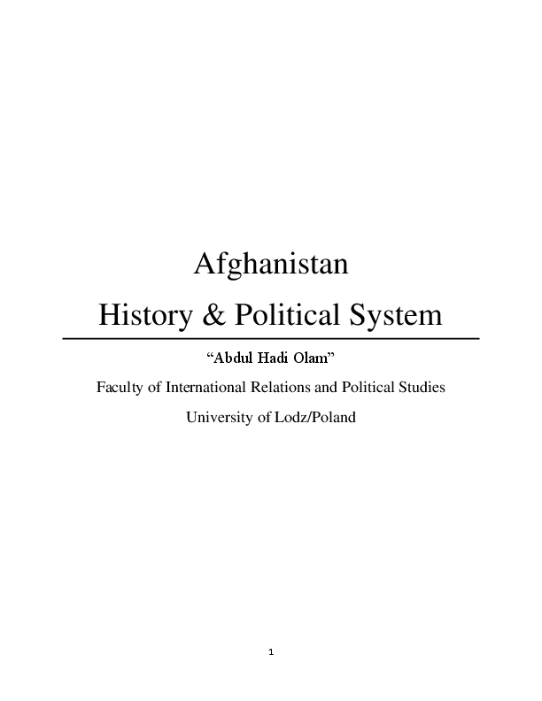 (PDF) History and Political System of Afghanistan Hadi Olam