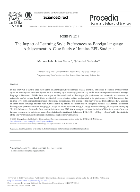 (PDF) The Impact of Learning Style Preferences on Foreign language ...