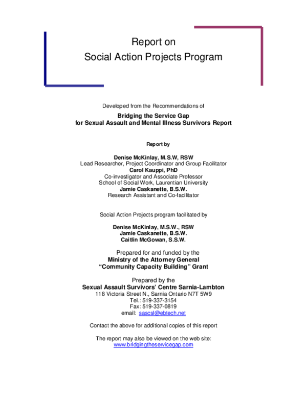(PDF) Report on Social Action Projects Program Carol Kauppi and