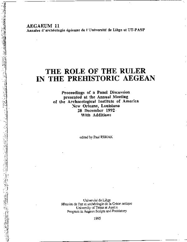 (PDF) The Nature of the Mycenaean Wanax NonIndoEuropean Origins and