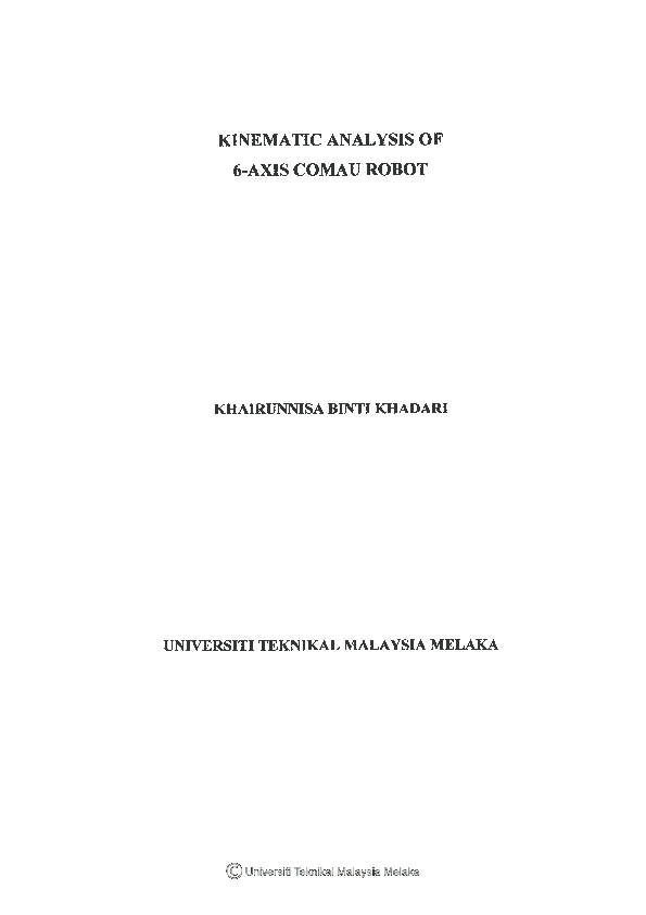 (PDF) Kinematic Analysis Of 6-Axis Comau Robot