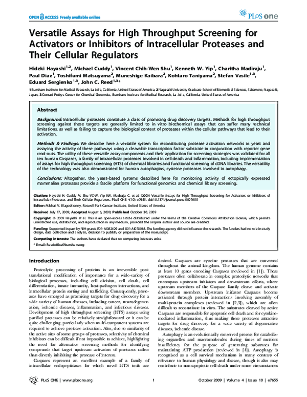 (PDF) Versatile Assays for High Throughput Screening for Activators or ...