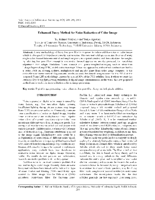 (PDF) Enhanced Fuzzy Method for Noise Reduction of Color Image