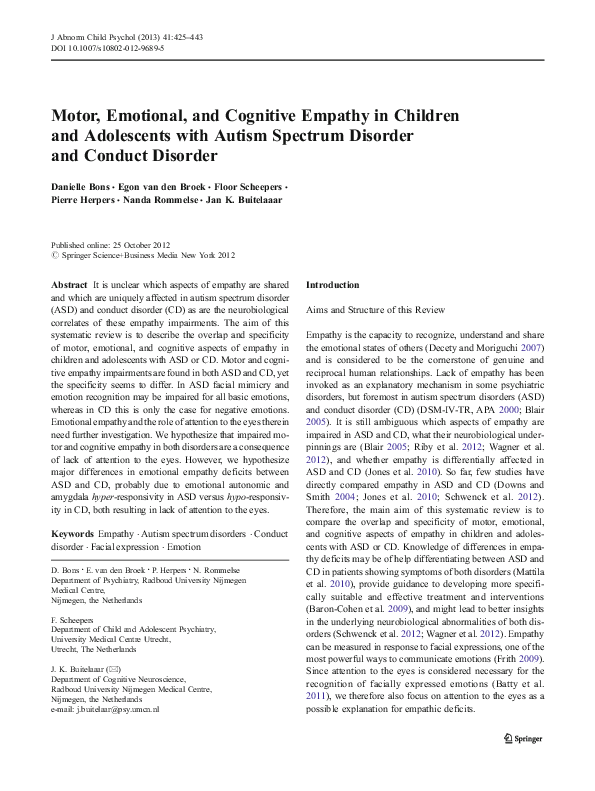 (PDF) Motor, Emotional, and Cognitive Empathy in Children and ...