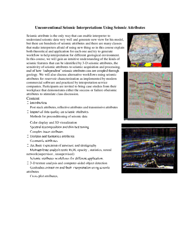 Pdf Advanced Seismic Interpretations Using Seismic Attributes Final
