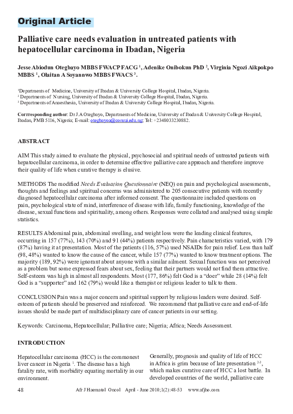 (PDF) Palliative care needs evaluation in untreated patients with ...