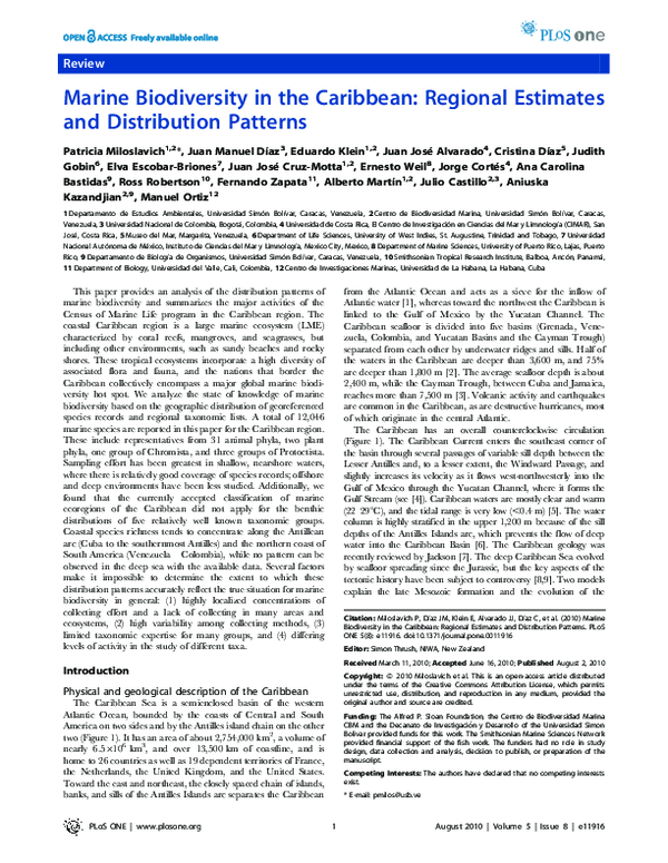 (PDF) Marine biodiversity in the Caribbean: Regional estimates and ...