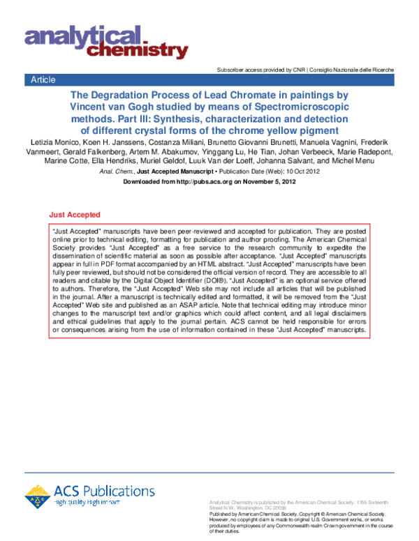 (PDF) Degradation process of lead chromate in paintings by Vincent van