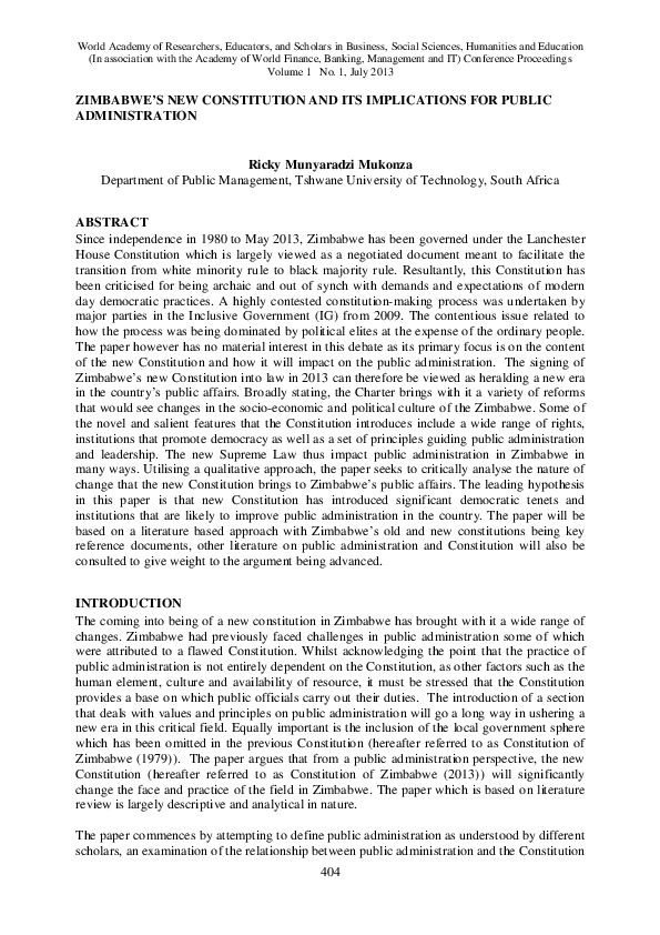 Zim Constitution Pdf