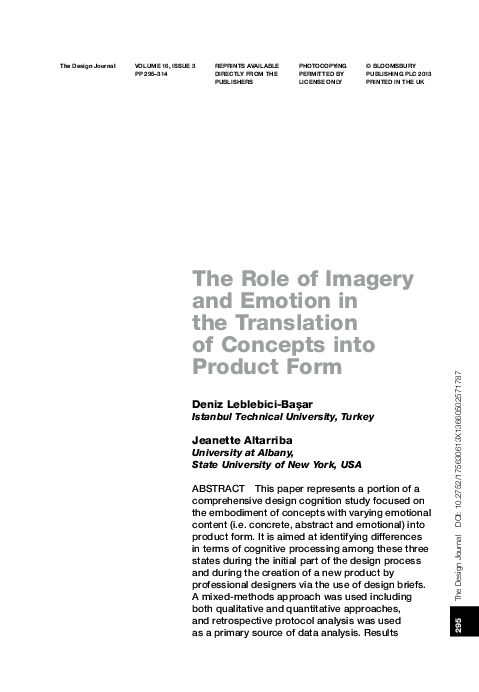 (PDF) The Role of Imagery and Emotion in the Translation of Concepts ...