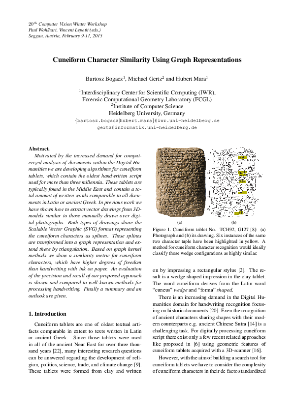 (PDF) Cuneiform Character Similarity Using Graph Representations