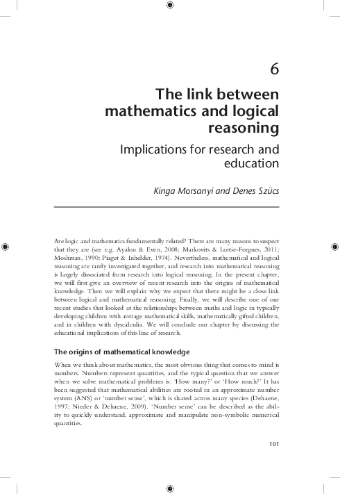 (PDF) The link between mathematics and logical reasoning: Implications ...