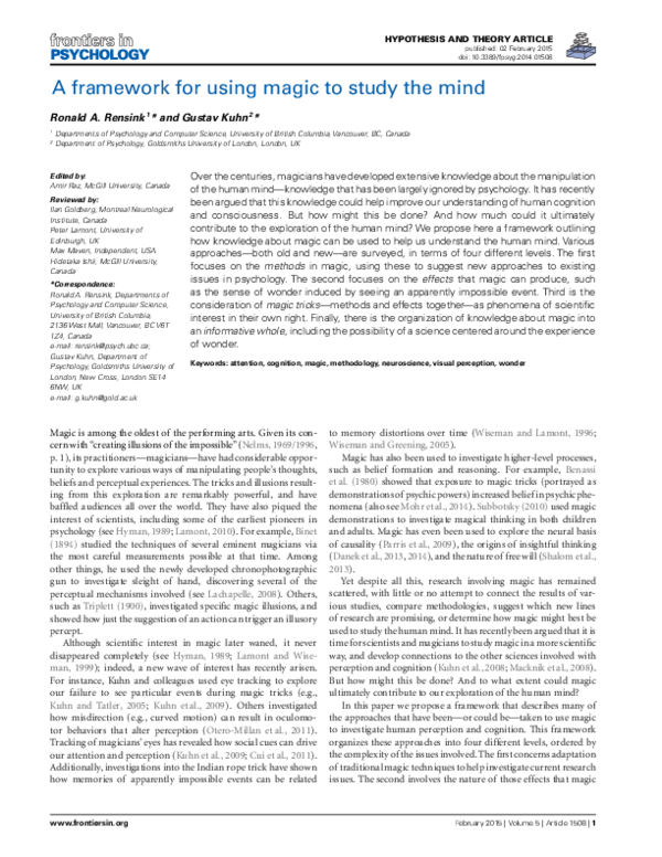 (PDF) A framework for using magic to study the mind