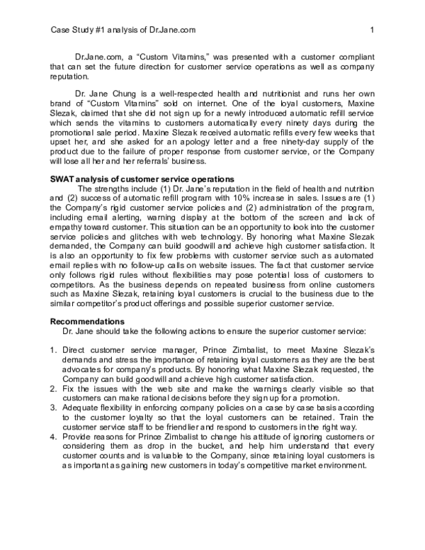 (DOC) Case 1 Dr Jane Case Study anil chint Academia.edu